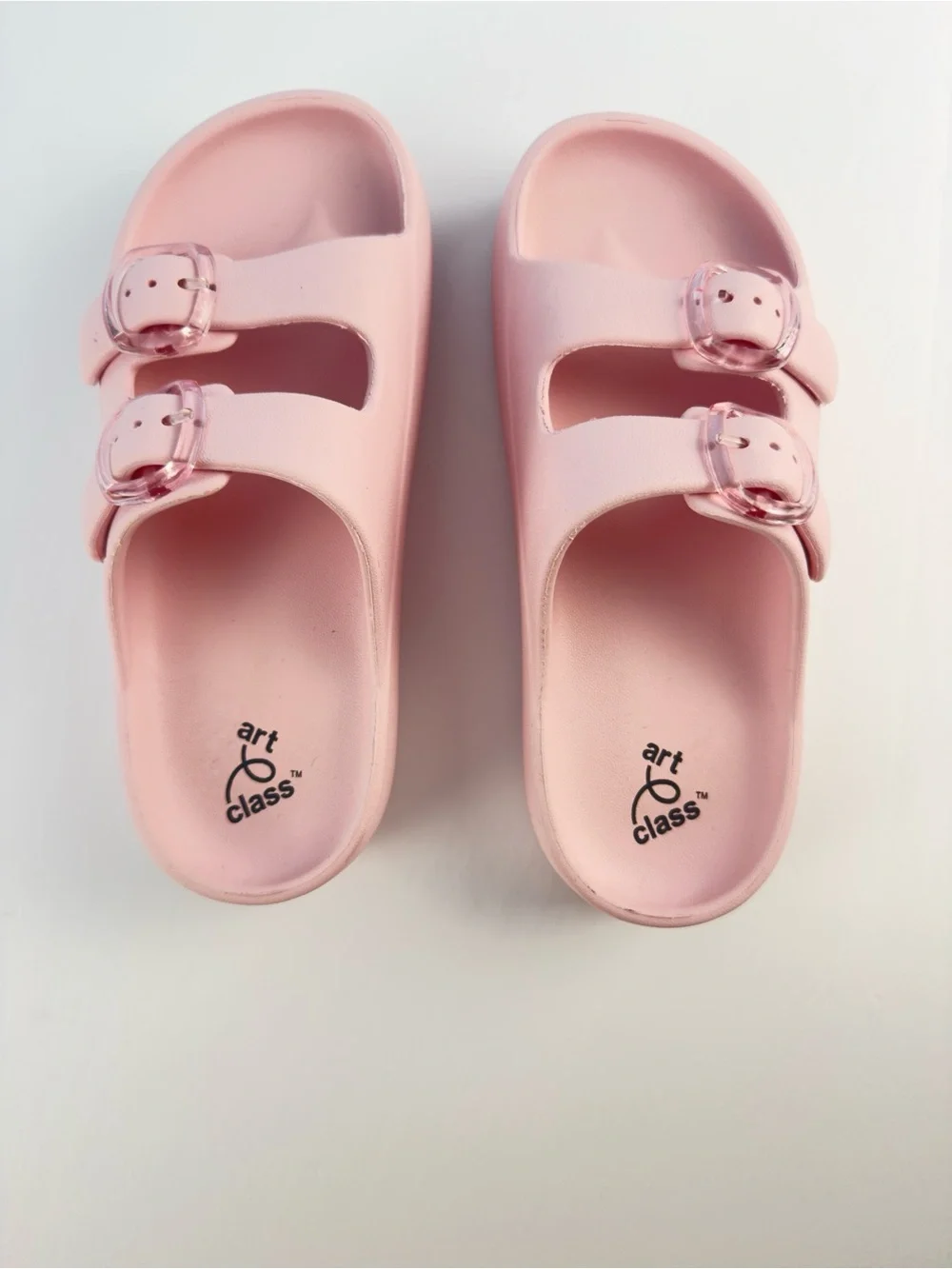 art class Toddler/Petite Pink Double Buckle Slide Sandals